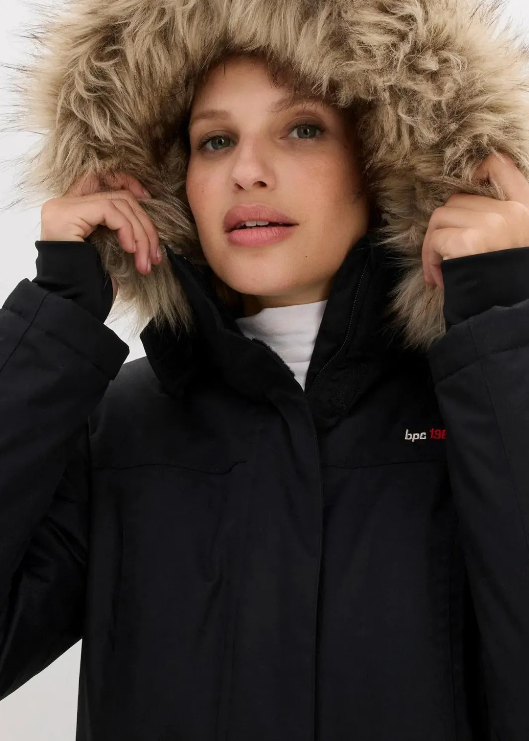 Damen bonprix Bekleidung·Hosen|Jacken & Mäntel|wasserdichter, warmer Funktions-Outdoor-Mantel mit Fellimitat