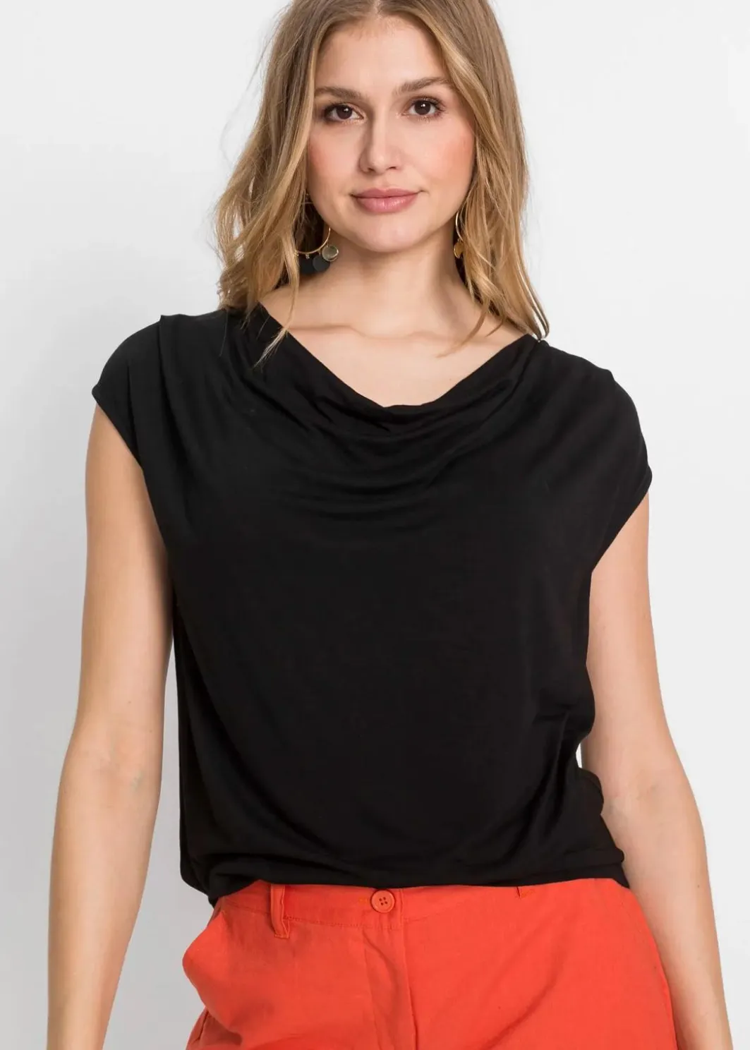 Damen bonprix Shirts & Tops|Nachhaltigere Materialien|Wasserfall-Shirt aus Viskose-Mix