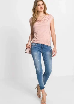 Damen bonprix Nachhaltigere Materialien|Shirts & Tops|Wasserfall-Shirt aus Viskose-Mix