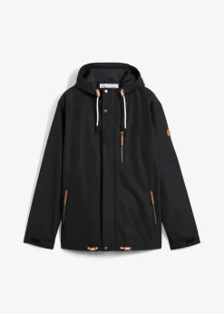 Herren bonprix Große Größen|Jacken & Mäntel|wassserabweisende Funktionsjacke mit Kapuze und Lederimitat-Details
