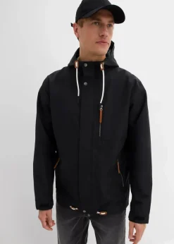 Herren bonprix Große Größen|Jacken & Mäntel|wassserabweisende Funktionsjacke mit Kapuze und Lederimitat-Details