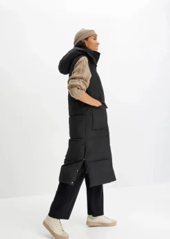 Damen bonprix Nachhaltigere Materialien|Jacken & Mäntel|Wattierte Steppweste mit abnehmbarer Kapuze