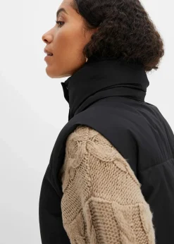 Damen bonprix Nachhaltigere Materialien|Jacken & Mäntel|Wattierte Steppweste mit abnehmbarer Kapuze