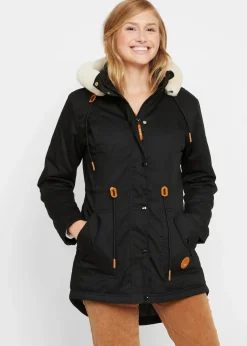 Damen bonprix Bekleidung·Hosen|Jacken & Mäntel|Wattierter Parka mit Fellimitat-Besatz