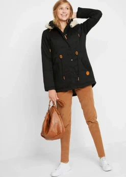 Damen bonprix Bekleidung·Hosen|Jacken & Mäntel|Wattierter Parka mit Fellimitat-Besatz
