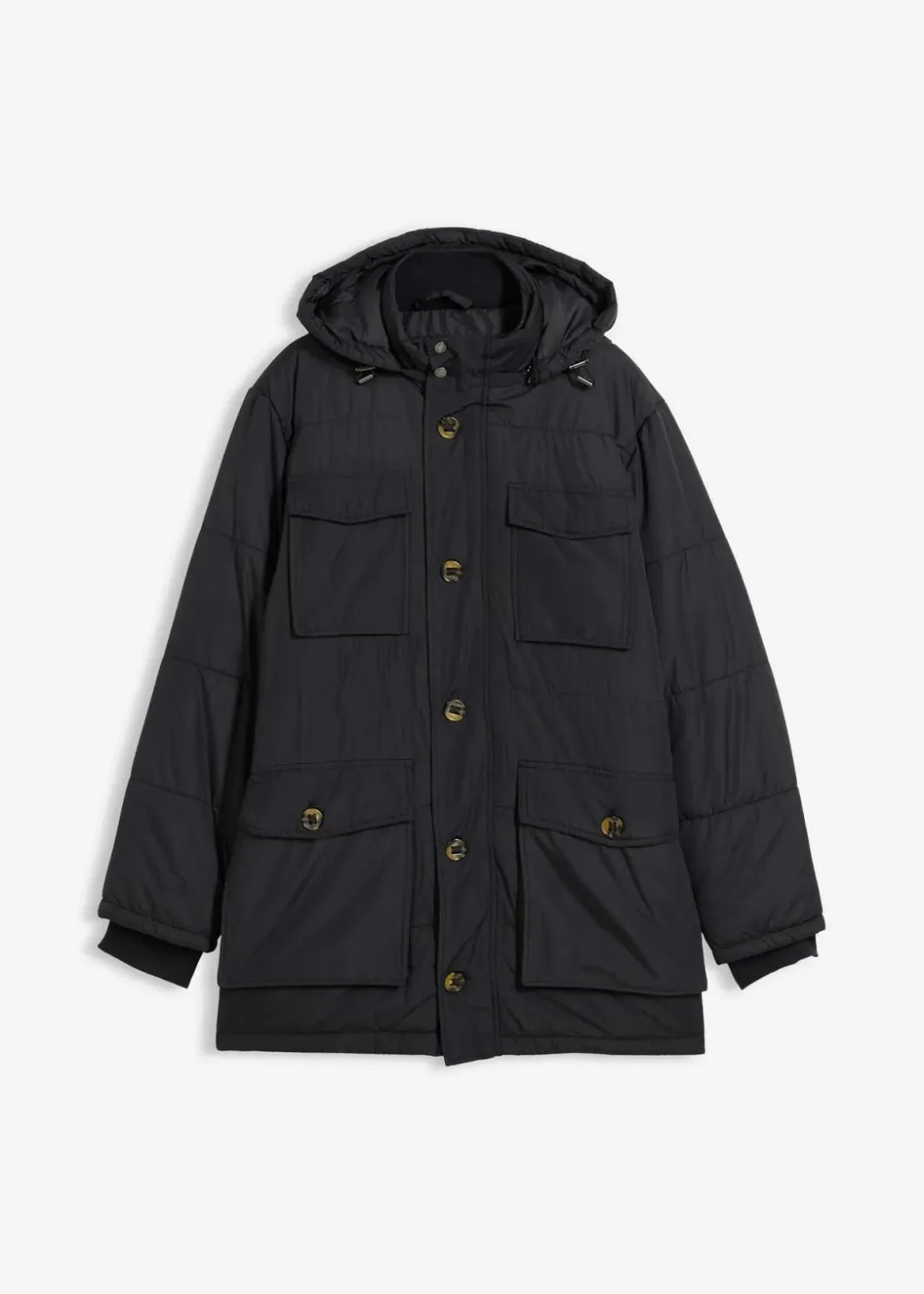 Online wattierter Stepp-Parka mit aufgesetzten Taschen und abnehmbarer Kapuze Herren Große Größen|Jacken & Mäntel