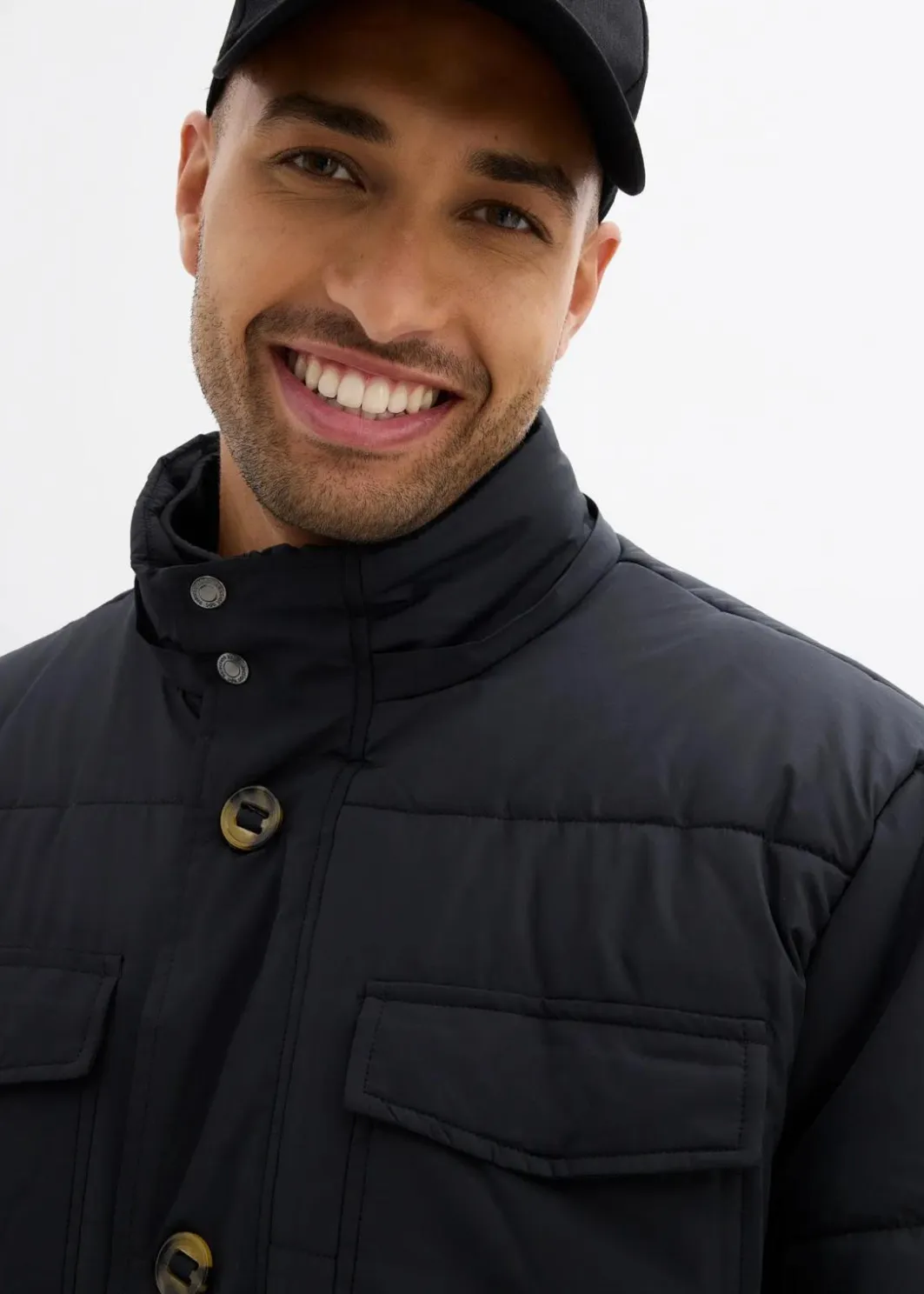 Online wattierter Stepp-Parka mit aufgesetzten Taschen und abnehmbarer Kapuze Herren Große Größen|Jacken & Mäntel