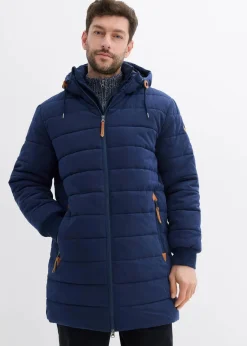 Outlet wattierter Stepp-Parka mit Kapuze und Lederimitat-Details Herren Jacken & Mäntel|Große Größen