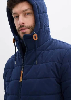 Outlet wattierter Stepp-Parka mit Kapuze und Lederimitat-Details Herren Jacken & Mäntel|Große Größen