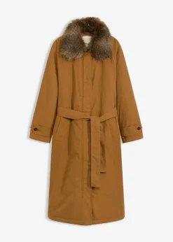 Wattierter Trenchcoat mit abnehmbaren Fellkragen Damen Bekleidung·Hosen|Jacken & Mäntel