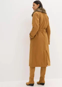 Wattierter Trenchcoat mit abnehmbaren Fellkragen Damen Bekleidung·Hosen|Jacken & Mäntel