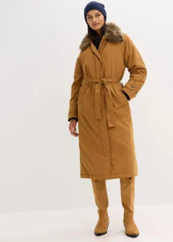 Wattierter Trenchcoat mit abnehmbaren Fellkragen Damen Bekleidung·Hosen|Jacken & Mäntel