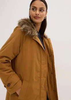 Wattierter Trenchcoat mit abnehmbaren Fellkragen Damen Bekleidung·Hosen|Jacken & Mäntel
