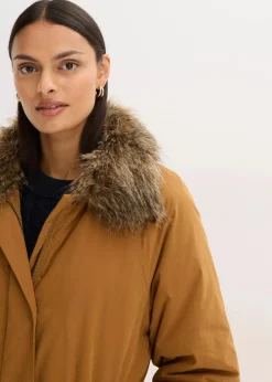 Wattierter Trenchcoat mit abnehmbaren Fellkragen Damen Bekleidung·Hosen|Jacken & Mäntel