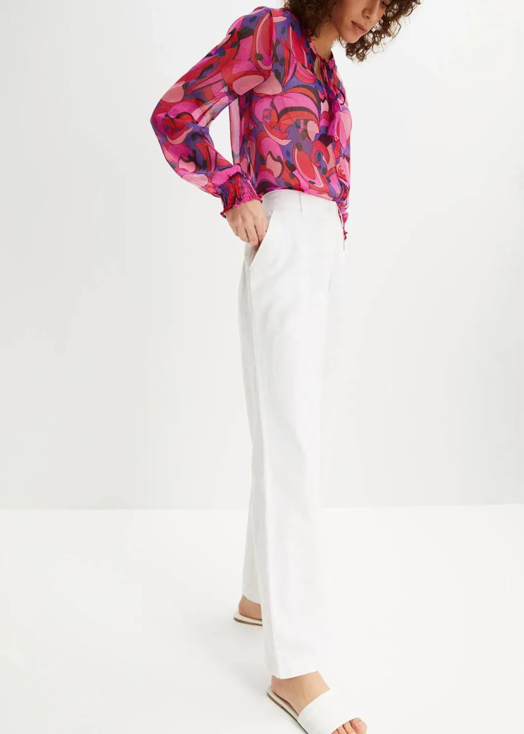 Damen bonprix Hosen|Bekleidung·Kleider|Webhose aus Leinen-Baumwoll-Mix