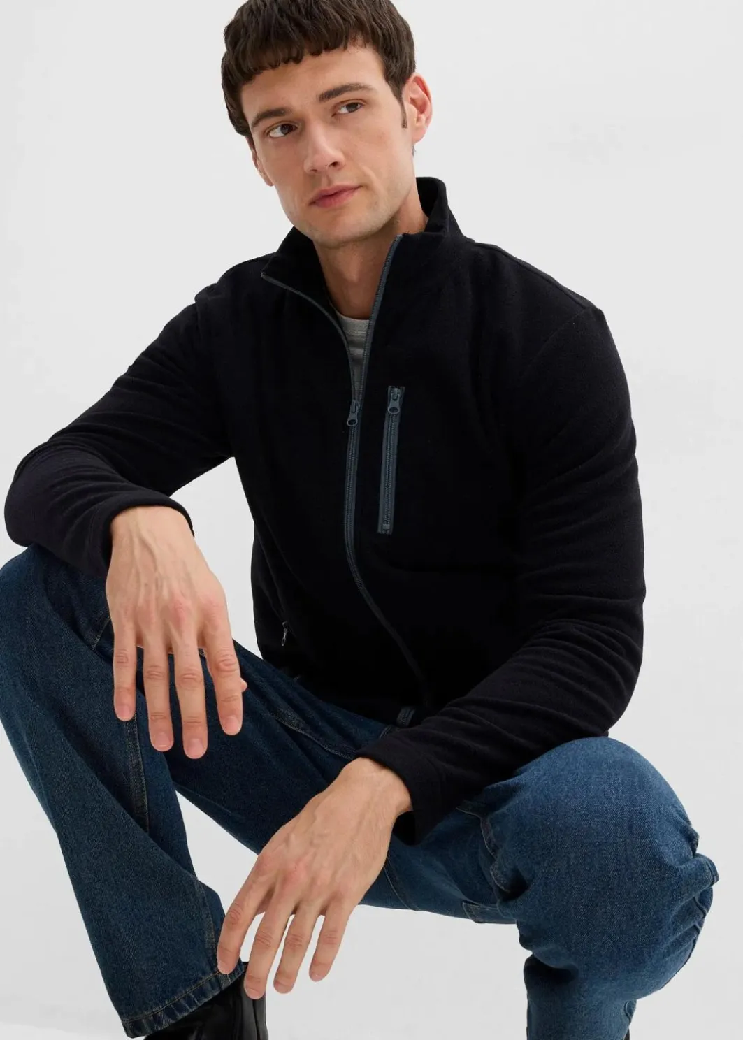 Herren bonprix Große Größen|Jacken & Mäntel|weiche Fleecejacke mit praktischen Reißverschlusstaschen