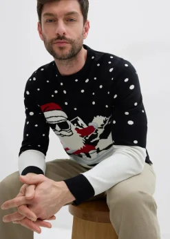 Herren bonprix Pullover & Strickjacken|Große Größen|Weihnachtspullover mit Baumwolle