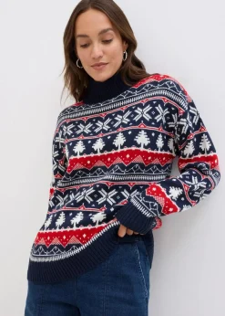 Weihnachtspullover mit Turtleneck Damen Bekleidung·Jeans|Nachhaltigere Materialien