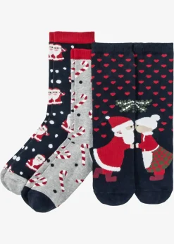 Damen bonprix Socken|Socken|Weihnachtssocken mit Bio-Baumwolle (3er Pack)