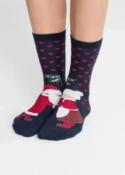 Damen bonprix Socken|Socken|Weihnachtssocken mit Bio-Baumwolle (3er Pack)