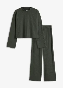 Damen bonprix Wäsche·Nachtwäsche|Wäsche·Homewear|Weit geschnittener Loungewear Hausanzug aus weicher Rippe