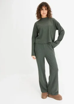 Damen bonprix Wäsche·Nachtwäsche|Wäsche·Homewear|Weit geschnittener Loungewear Hausanzug aus weicher Rippe