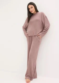 Damen bonprix Homewear|Nachtwäsche|Weit geschnittener Loungewear Hausanzug aus weicher Rippe