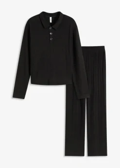 Damen bonprix Wäsche·Homewear|Wäsche·Nachtwäsche|Weit geschnittener Loungewear Hausanzug aus weicher Rippe
