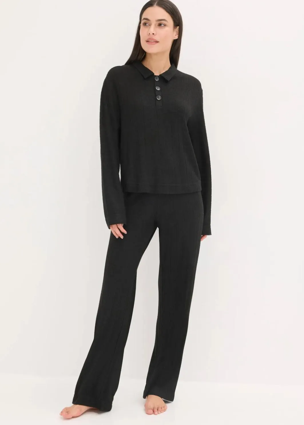 Damen bonprix Wäsche·Homewear|Wäsche·Nachtwäsche|Weit geschnittener Loungewear Hausanzug aus weicher Rippe
