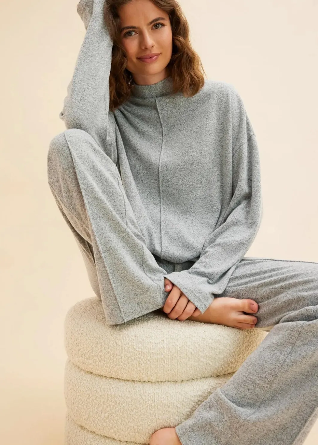 New Weit geschnittener Loungewear Hausanzug aus weicher Qualität Damen Homewear