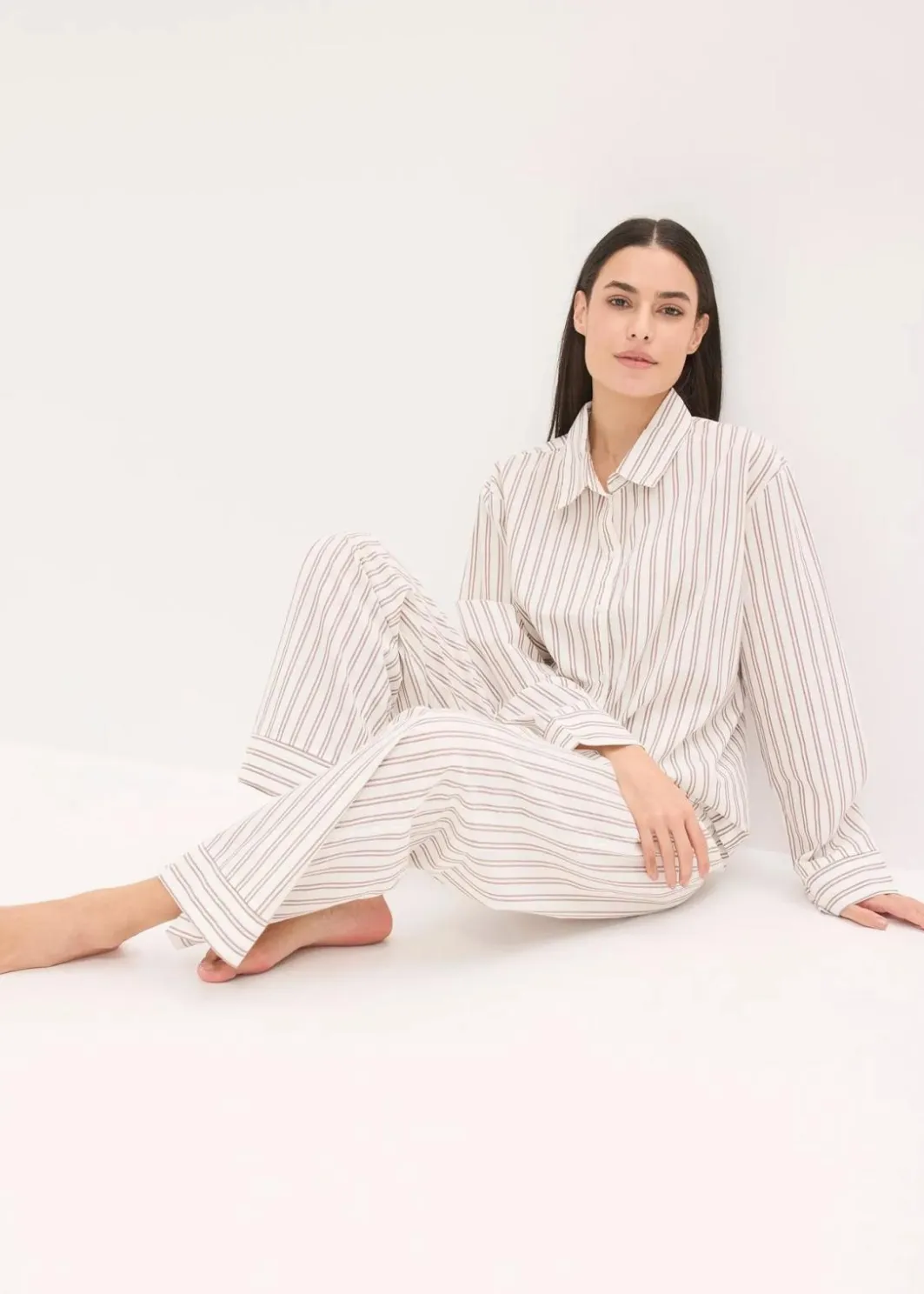 Damen bonprix Wäsche·Homewear|Wäsche·Nachtwäsche|Weit geschnittener Loungewear Hausanzug aus gewebter Baumwolle