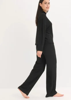 Hot Weit geschnittener Loungewear Hausanzug aus weicher Rippe Damen Homewear|Nachtwäsche