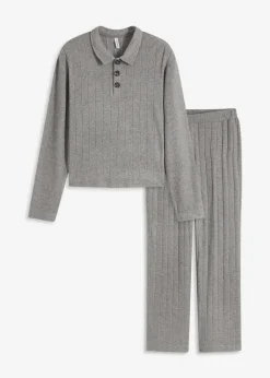Damen bonprix Nachtwäsche|Homewear|Weit geschnittener Loungewear Hausanzug aus weicher Rippe