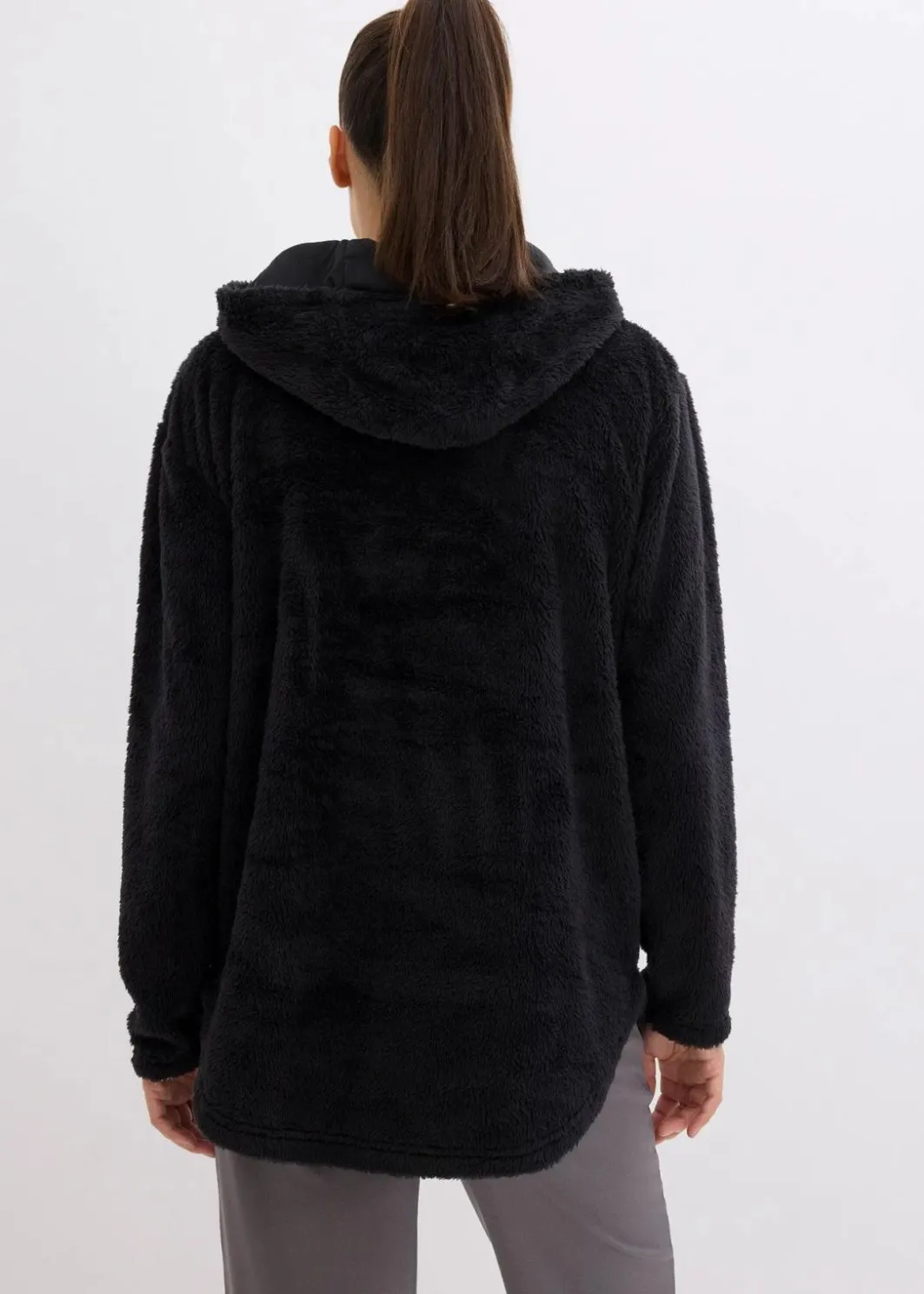 Damen bonprix Homewear|Sportwäsche|Weit geschnittener Loungewear Kuschel-Fleece Longpullover
