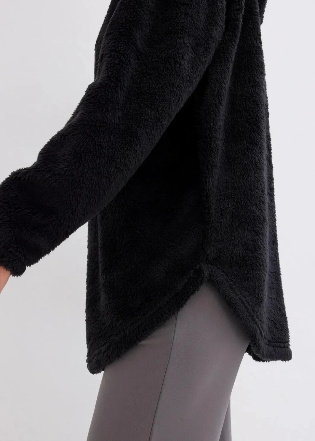 Damen bonprix Homewear|Sportwäsche|Weit geschnittener Loungewear Kuschel-Fleece Longpullover