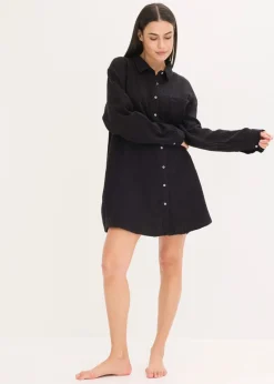 Damen bonprix Wäsche·Homewear|Bekleidung·Strickmode|Weit geschnittenes Loungewear Nachthemd aus Musselin