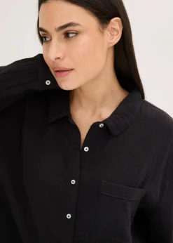 Damen bonprix Wäsche·Homewear|Bekleidung·Strickmode|Weit geschnittenes Loungewear Nachthemd aus Musselin