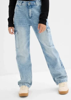 Kinder bonprix Mädchen 9-16 Jahre·Jeans|Weite Cargo-Jeans Mid Waist