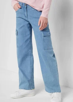 Sale Weite Cargo-Jeans Mid Waist Kinder Mädchen 9-16 Jahre·Jeans