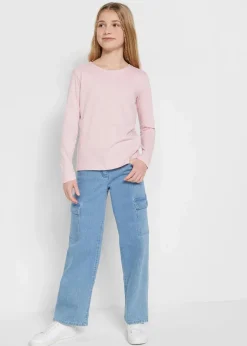Sale Weite Cargo-Jeans Mid Waist Kinder Mädchen 9-16 Jahre·Jeans