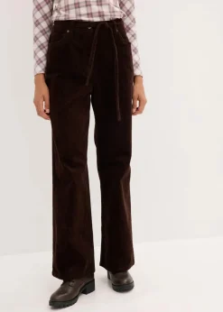 Damen bonprix Bekleidung·Kleider|Hosen|Weite Cordhose mit Bindegürtel