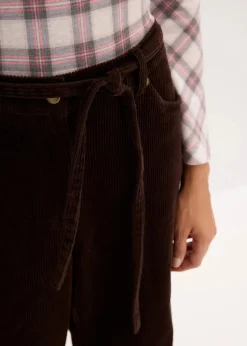 Damen bonprix Bekleidung·Kleider|Hosen|Weite Cordhose mit Bindegürtel