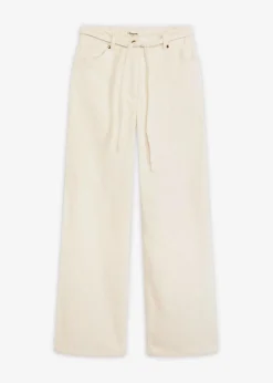 Damen bonprix Hosen|Bekleidung·Kleider|Weite Cordhose mit Bindegürtel