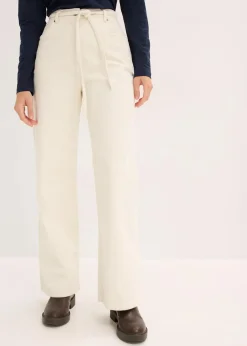 Damen bonprix Hosen|Bekleidung·Kleider|Weite Cordhose mit Bindegürtel