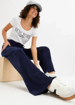 New Weite Hose aus Ripp-Samt Damen Bekleidung·Kleider|Hosen