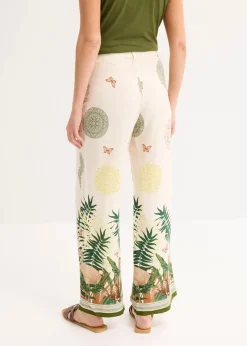 Damen bonprix Bekleidung·Kleider|Hosen|Weite Hose aus Viskose mit Bordürenprint