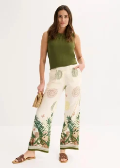 Damen bonprix Bekleidung·Kleider|Hosen|Weite Hose aus Viskose mit Bordürenprint