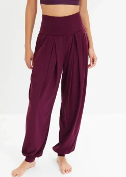 Damen bonprix Hosen|Sportbekleidung|Weite Sporthose mit umklappbaren Bund