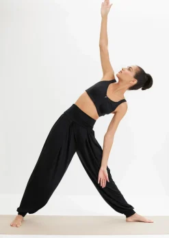 Damen bonprix Bekleidung·Sweat|Bekleidung·Kleider|Weite Sporthose mit umklappbaren Bund