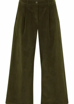 New Weite Stretchcord-Culotte mit High-Waist-Bequembund, 7/8-Länge Damen Bekleidung·Kleider|Hosen